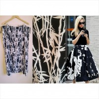 Black and white patterned midi skirt 