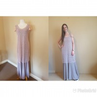 Rosa Lita Maxi striped dress with Lace dress worn over