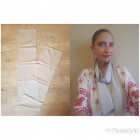 Long vintage satin grey/champagne scarf	