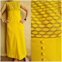 Yellow 70s style handmade dress